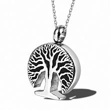 Honeyhandy 316L Stainless Steel Urn Pendants, Manual Polishing, for Commemoration, Excluding Chain, Tree of Life, Antique Silver, 28x20mm