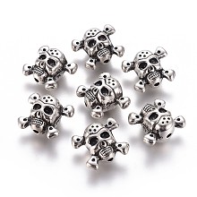 Honeyhandy CCB Plastic Beads, Skull, Antique Silver, 23.5x26.5x16.5mm, Hole: 3mm