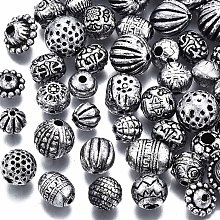 Arricraft Plastic Beads, for DIY Jewelry Making, Mixed Shapes, Antique Silver, 7~12x6~12x6~12mm, Hole: 1.2~3mm