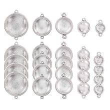 PandaHall Elite 42pcs 5 Size Round Bezel Pendant Trays Links Double Holes Antique Silver Cabochon Settings with Glass Cabochon Cameo Tiles for Crafting DIY Jewelry Making