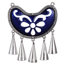 Honeyhandy Antique Silver Plated Alloy Big Pendants, with Enamel, Longevity lock, Blue, 95x82.5x15mm, Hole: 3mm