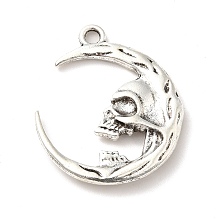 Honeyhandy Alloy Pendant, Moon, Antique Silver, 27x23.5x4mm, Hole: 2.3mm