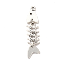 Honeyhandy Alloy Pendants, Fishbone, Antique Silver, 48x12x3mm, Hole: 2mm