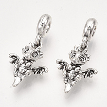 Honeyhandy Alloy European Dangle Charms, Large Hole Pendants, Dragon, Antique Silver, 31mm, Hole: 4mm