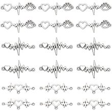 CHGCRAFT 120Pcs 3 Styles ZInc Alloy Heartbeat EKG Necklace Cute Paw Heartbeat Necklace Cardiogram Necklace Gift for Women Men, Antique Silver