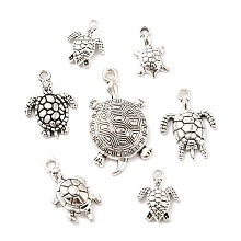 Alloy Enamel Pandents, Sea Turtles, Antique Silver, 16~34.5x12.5~18.3x3.5~5.7mm, Hole: 1.8~2mm