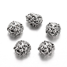 Honeyhandy Tibetan Style Alloy Beads, Lion, Antique Silver, 13x12x8mm, Hole: 1.5mm