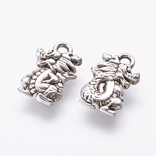 Honeyhandy Tibetan Style Alloy Charms, Dragon, Antique Silver, 15x10x3mm, Hole: 1.5mm