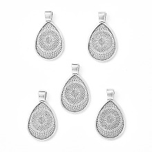 Honeyhandy Alloy Pendant Cabochon Settings, Teardrop, Antique Silver, Tray: 18x25mm, 36x21mm