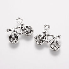 Honeyhandy Tibetan Style Alloy Pendants, Bicycle, Antique Silver, 13.5x15.5x2mm, Hole: 1.5mm