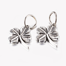 Honeyhandy Tibetan Style Alloy Pendants, Clover, Antique Silver, 20.5x15.5x3mm, Hole: 7.5mm