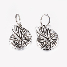 Honeyhandy Tibetan Style Alloy Pendants, Spiral Shell, Antique Silver, 23.5x17x3.5mm, Hole: 7.5mm