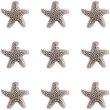 Pandahall Elite 100pcs Tibetan Style Alloy Beads Antique Silver Spacer Beads Starfish 13.5mm for Jewelry Making