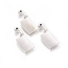 Honeyhandy Tibetan Style Zinc Alloy Pendants, Kitchen Knife, Antique Silver, 23x9x2.5mm, Hole: 1mm