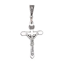 Honeyhandy Tibetan Style Alloy Pendants, for Easter, with Words INRI, Crucifix Cross, Antique Silver, 51mm, Cross: 37x22.5x3mm, Hole: 3x6mm