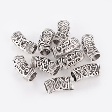 Honeyhandy Tibetan Style Alloy Hollow Tube Beads, Antique Silver, 22x12x10mm, Hole: 7mm