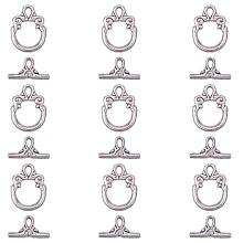 ARRICRAFT 10 Sets Tibetan Style Alloy Bracelet Toggle Clasps Connectors Round Jewelry Making Antique Silver