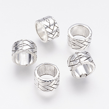 Honeyhandy Tibetan Style Alloy Beads, Large Hole Beads, Column, Antique Silver, 13x8mm, Hole: 10mm