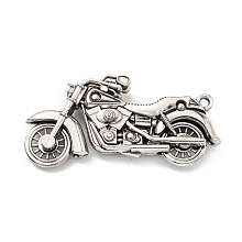 Alloy Big Pendants, Long-Lasting Plated, Lead Free & Cadmium Free, Motorbike Charm, Antique Silver, 63x32x10mm, Hole: 2.7mm