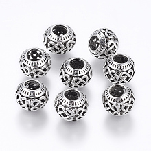 Honeyhandy Tibetan Style Alloy European Beads, Large Hole Beads, Rondelle, Antique Silver, 11x9.5mm, Hole: 5mm