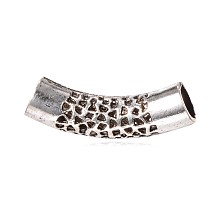 Honeyhandy Tibetan Style Alloy Hollow Tube Beads, Antique Silver, 45x11mm, Hole: 9mm