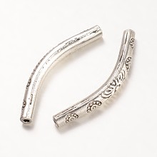 Honeyhandy Tibetan Style Alloy Tube Beads, Antique Silver, 35x4mm, Hole: 1.5mm