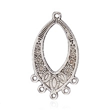 Honeyhandy Oval Tibetan Style Alloy Chandelier Links, Antique Silver, 35x18x1mm, Hole: 1.5mm