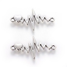 Honeyhandy Tibetan Style Zinc Alloy Links connectors, Heartbeat, Antique Silver, 16.5x31x2.5mm, Hole: 1.5mm