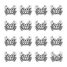 Honeyhandy Tibetan Style Alloy Beads, Crab, Antique Silver, 12.5x15.5x3.5mm, Hole: 1.4mm