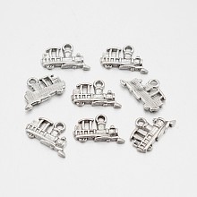 Unicraftale Tibetan Style Alloy Pendants, Cadmium Free & Lead Free, Train, Antique Silver, 17.8x11.5x2mm, Hole: 2mm