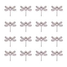 PandaHall Elite 60pcs Tibetan Alloy Dragonfly Pendant Trays Blank Bezel with 65pcs 8mm Round Clear Glass Cabochon Dome Tiles for Crafting DIY Jewelry Making