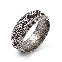 Honeyhandy 304 Stainless Steel Sailor's Knot Finger Ring, Rune Words Odin Norse Viking Amulet Jewelry for Women Men, Antique Silver, Inner Diameter: 18.8mm