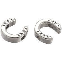 Pandahall Elite 10pcs 0.08in/2mm 304 Stainless Steel Beads Horseshoes Spacer Beads Antique Silver Loose Beads Metal Spacers for Bracelet Jewelry Making