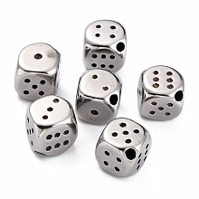 Honeyhandy 304 Stainless Steel Beads, Dice, Stainless Steel Color, 10x10x10mm, Hole: 2mm