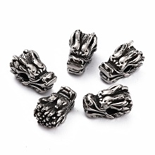 Honeyhandy 316 Surgical Stainless Steel Beads, Dragon Head, Antique Silver, 11.8x7.5x6.9mm, Hole: 2.3mm