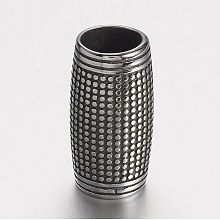 Honeyhandy 304 Stainless Steel Beads, Column, Antique Silver, 24x12mm, Hole: 9mm