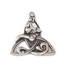 Honeyhandy 304 Stainless Steel Pendant, Knot with Fox, Antique Silver, 24.5x23x3mm, Hole: 1.6mm