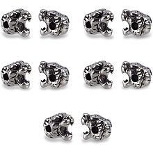 UNICRAFTALE 10PCS Tiger Head Shape 304 Stainless Steel Beads Antique Silver European Charm Beads Metal Loose Beads for Bracelet Jewelry Making DIY Craft 11x8x9mm Hole 2mm