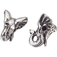 UNICRAFTALE 10PCS Elephant Head Shape 304 Stainless Steel Beads Antique Silver European Charm Beads Metal Loose Beads for Bracelet Jewelry Making DIY Craft 16x12.5x7.5mm Hole 1.8mm