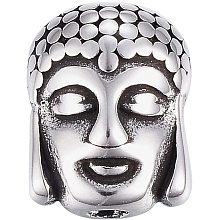 UNICRAFTALE 20Pcs 304 Stainless Steel Beads Buddha Head Charms Antique Silver Beads for DIY Bracelet Jewelry Making 11.5x9x6.5mm, Hole 2mm