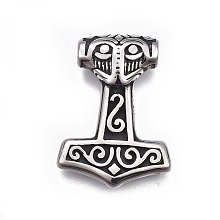 Honeyhandy 304 Stainless Steel Pendants, Thor's Hammer, Antique Silver, 29x21x7mm, Hole: 4mm