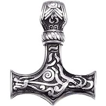 UNICRAFTALE 10PCS Thor's Hammer Shape Charm Stainless Steel Pendants Antique Silver European Charm Large Hole Metal Charm for Bracelet Jewelry Making 37x30x9mm Hole 5mm