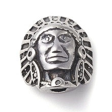 Honeyhandy 316 Surgical Stainless Steel Beads, Indian Head, Antique Silver, 14x11.5x6.5mm, Hole: 2mm