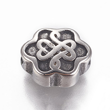 Honeyhandy 304 Stainless Steel Beads, Chinese Knot, Antique Silver, 8x10.5x5mm, Hole: 1.6mm