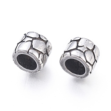 Honeyhandy 304 Stainless Steel European Beads, Large Hole Beads, Column, Antique Silver, 5.7x7mm, Hole: 4.5mm