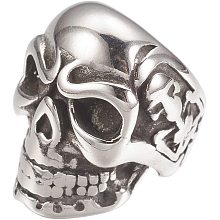 UNICRAFTALE About 20pcs 304 Stainless Steel Beads Antique Silver Skull Beads Halloween Decoration Finding Beads for Bracelet Jewelry Making 15.5x11x14mm, Hole 8mm