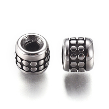 Honeyhandy 304 Stainless Steel Beads, Column, Antique Silver, 6x5.5mm, Hole: 2mm