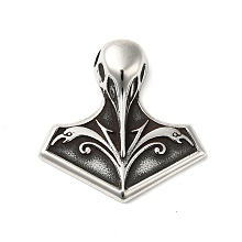 Honeyhandy 304 Stainless Steel Manual Polishing Pendants, Thor's Hammer, Antique Silver, 37x38x9.5mm, Hole: 5mm