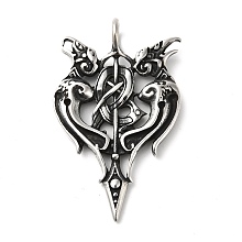 Honeyhandy 304 Stainless Steel Manual Polishing Pendants, Odin's Ravens, Antique Silver, 45.5x28x5mm, Hole: 5mm