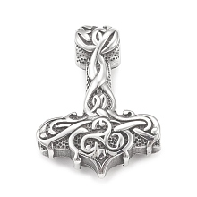 Honeyhandy 304 Stainless Steel Pendants, Thor's Hammer, Antique Silver, 44x32.5x11.5mm, Hole: 5.5mm